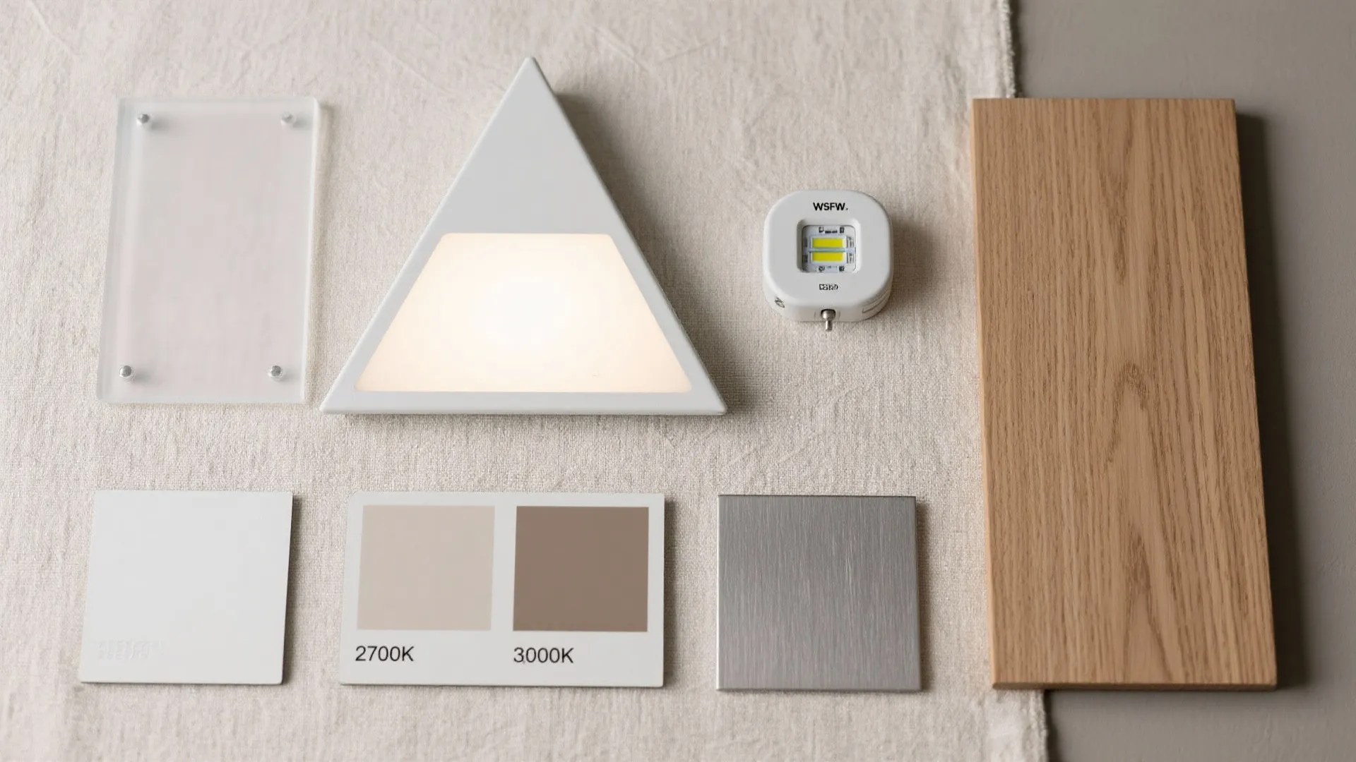 Minimalist triangle sconces for layered ambience