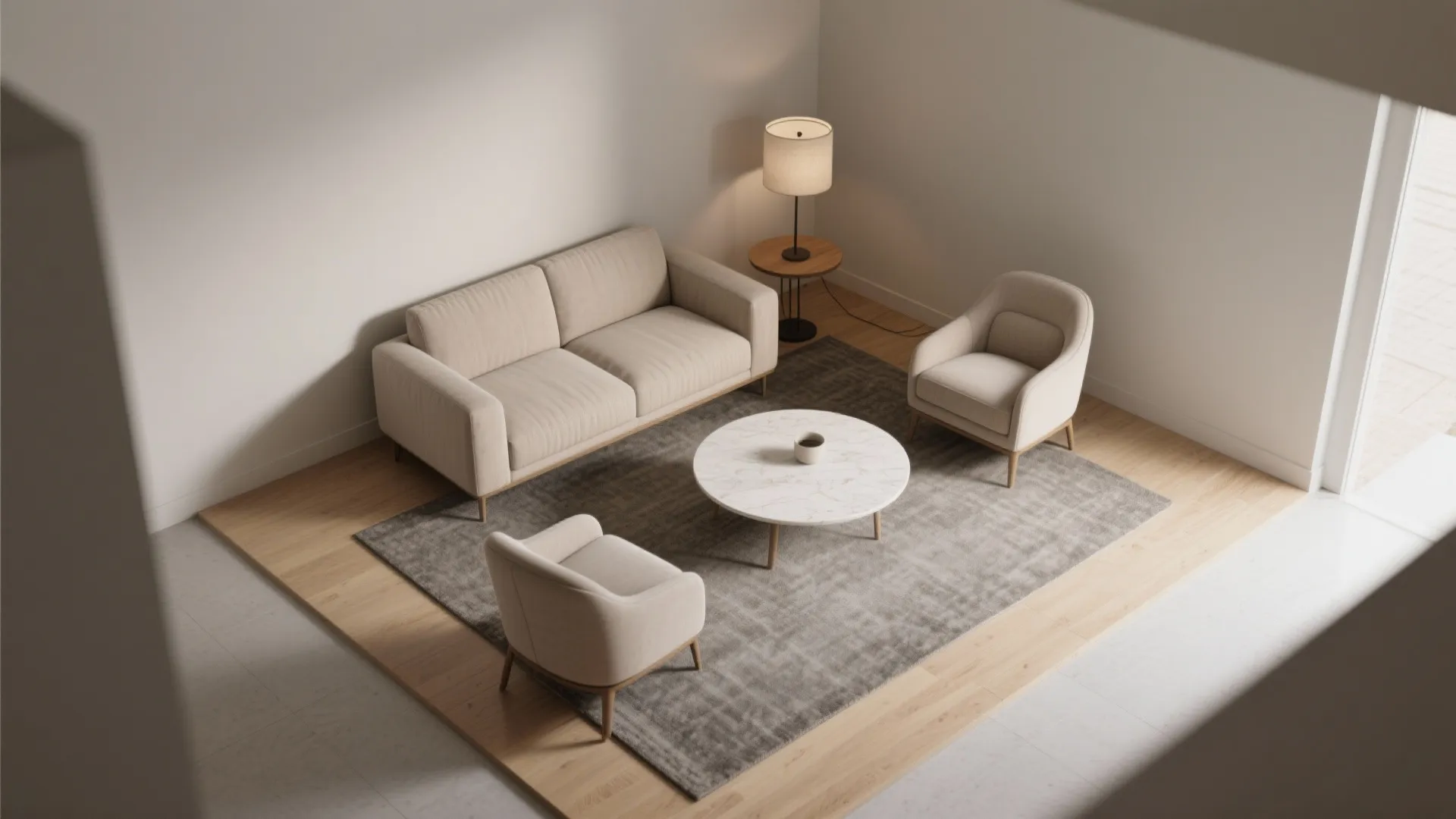 2) Two accent chairs and a petite sofa: the conversation triangle