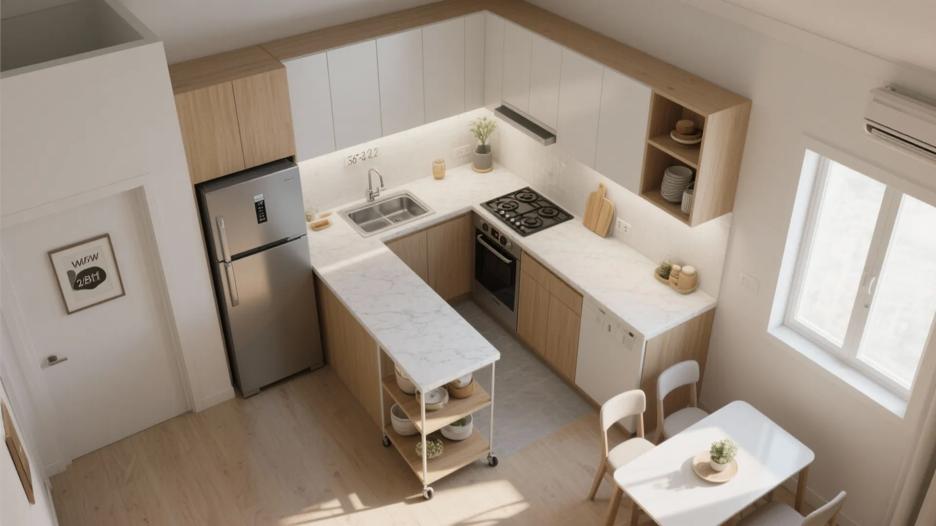 The compact kitchen triangle: L- or parallel for flow