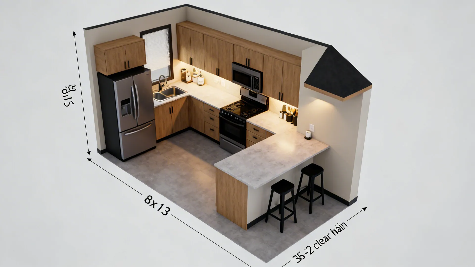 True Work Triangle in a Single Wall + Peninsula