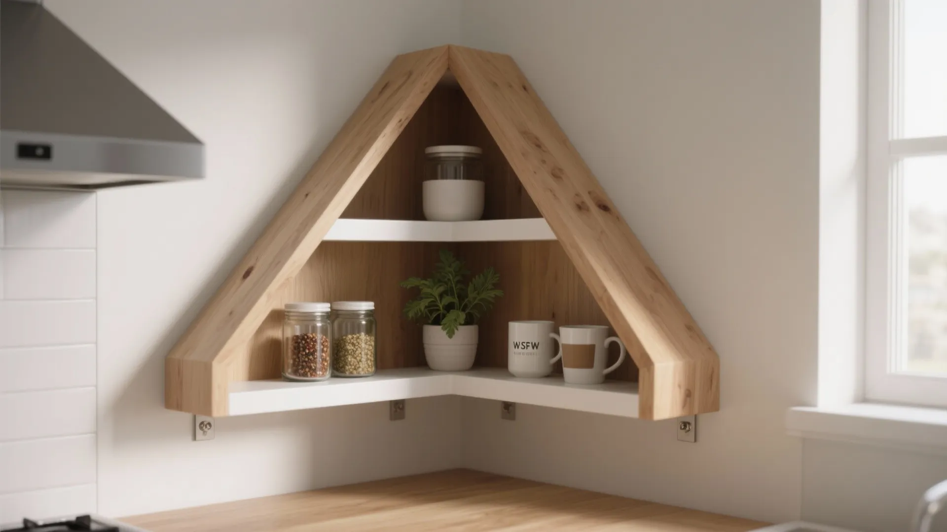1. Triangular floating shelves