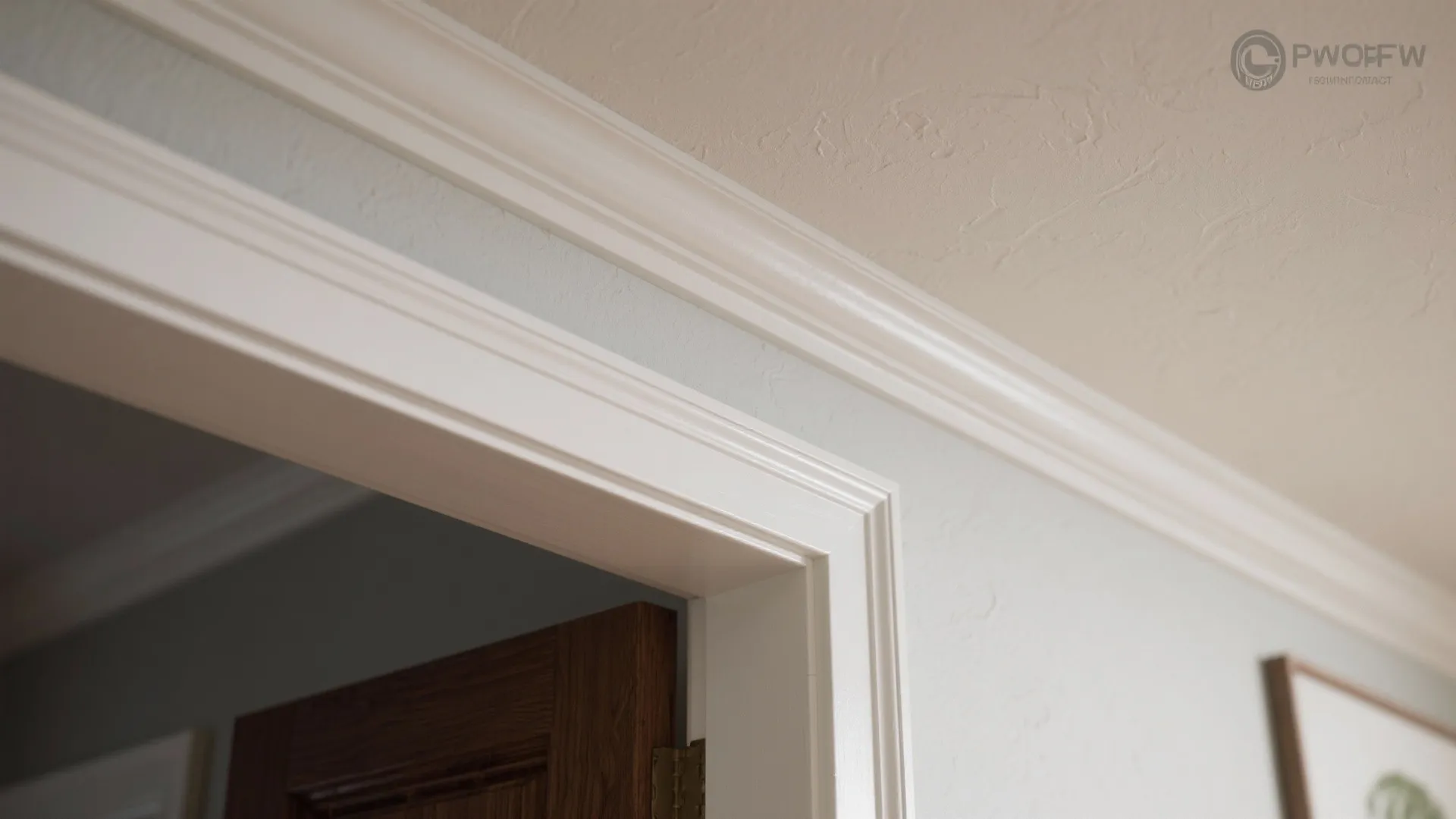 Close up of white wall panel and ceiling light trim design in a modern home interior