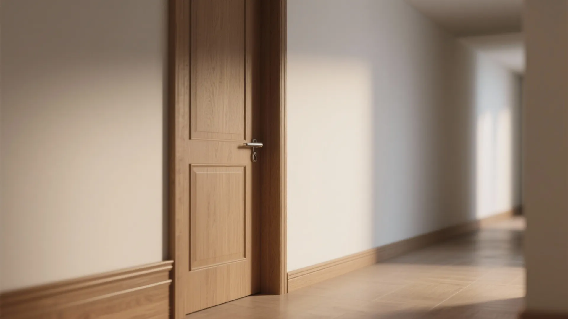 Doorway corner with a touch-up pen sharpening the edge between trim and wall for a crisp finish.