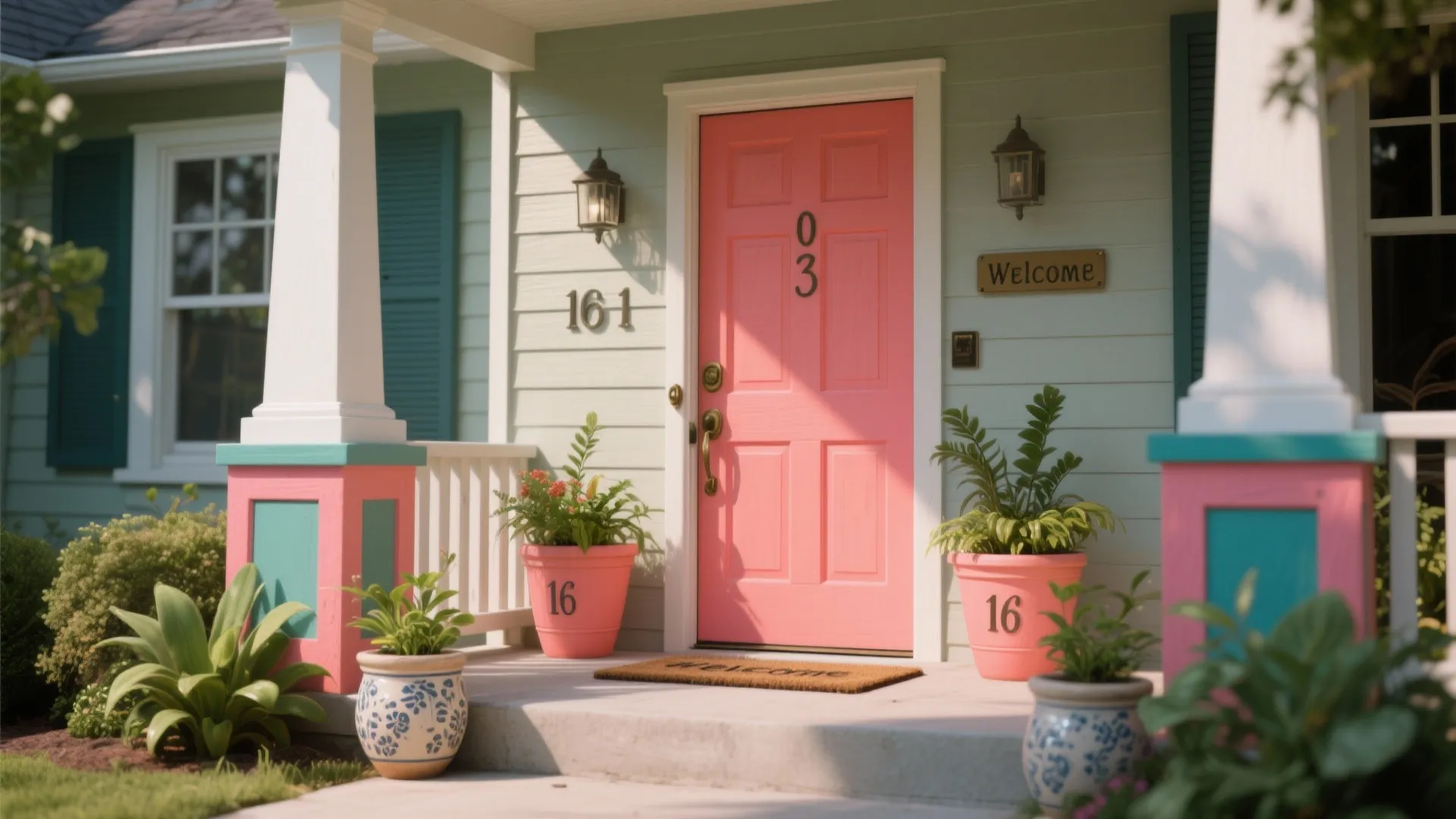5. Trim, Door, and Planters: Small Touches, Big Personality