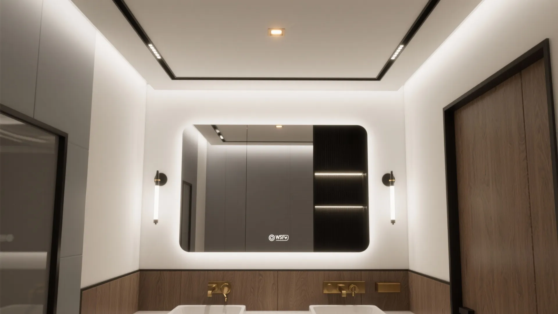 5. High-contrast trim and layered lighting