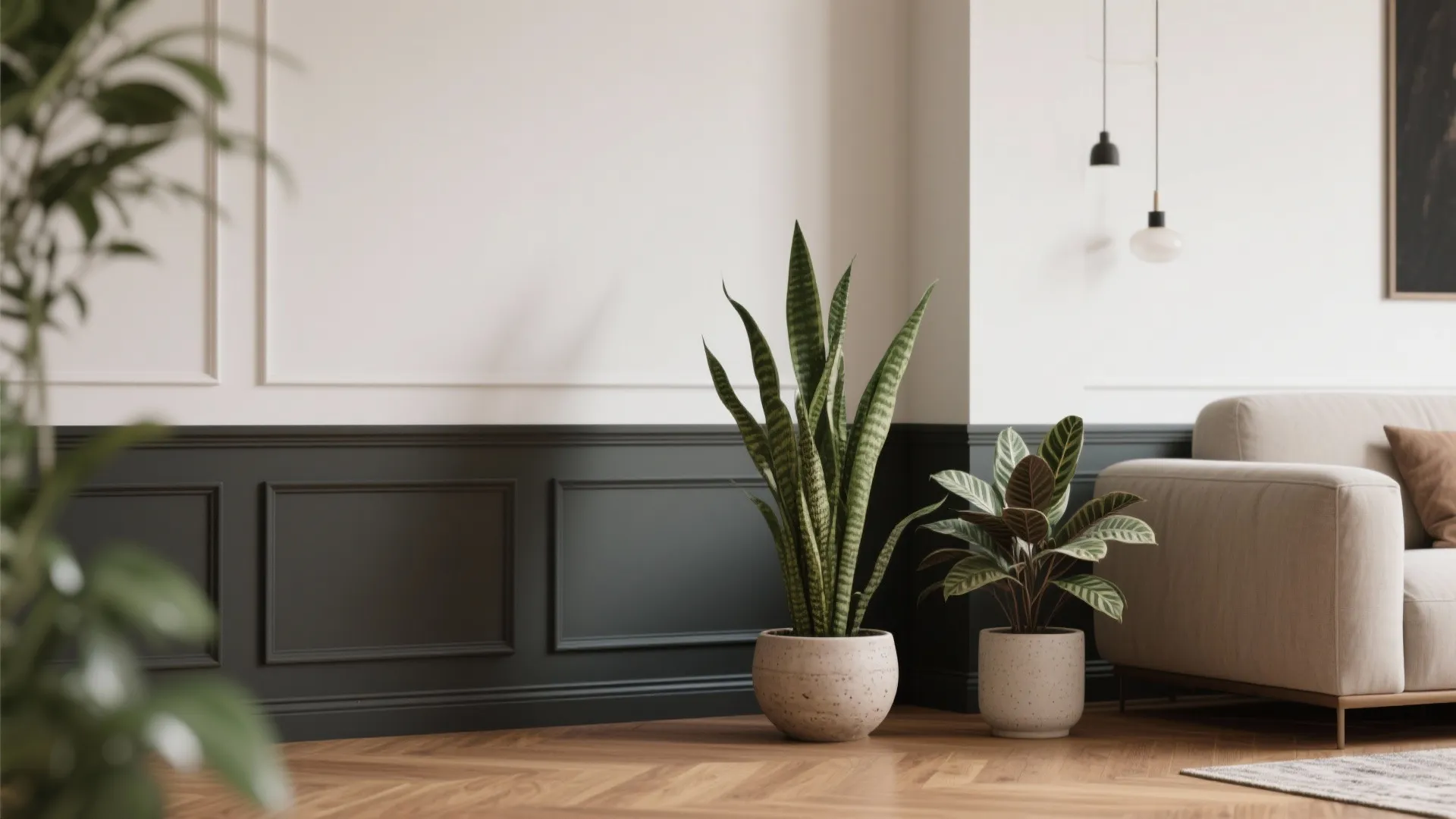 5. High-contrast trims and curated green