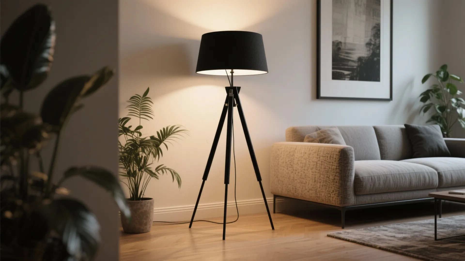 2. Tripod Black Floor Lamp to Add Sculptural Texture