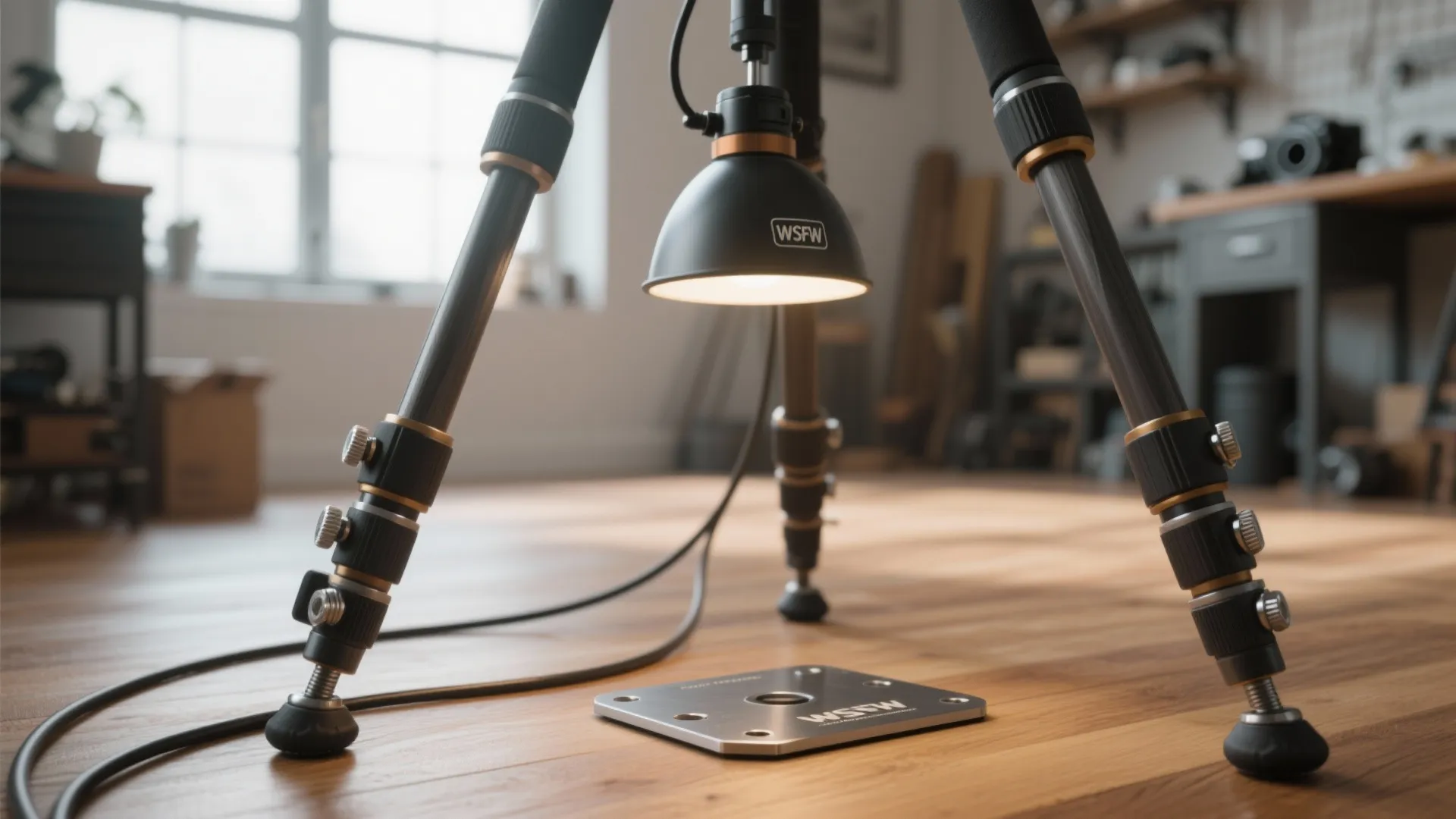 1. Tripod base with weighted plate