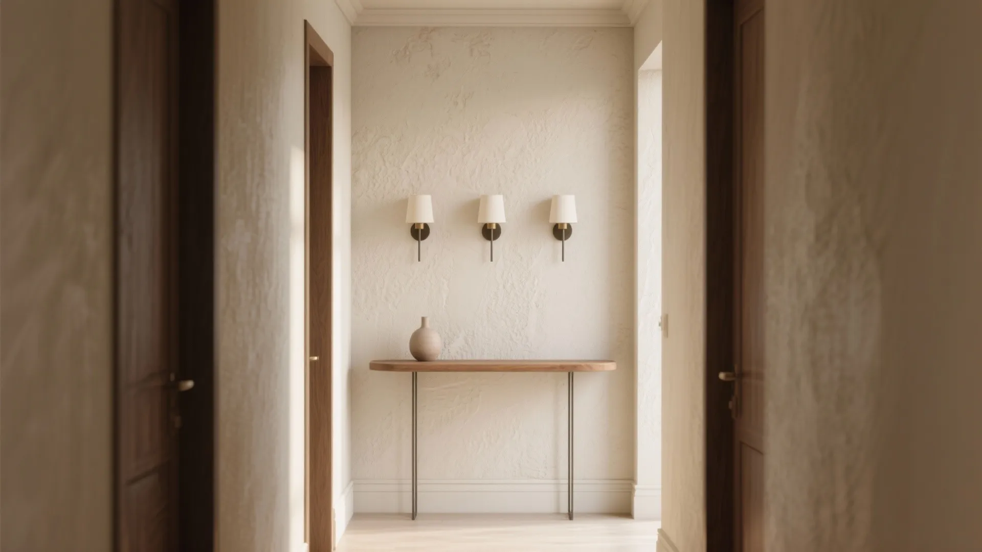 1. Triptych Glow over a Narrow Console