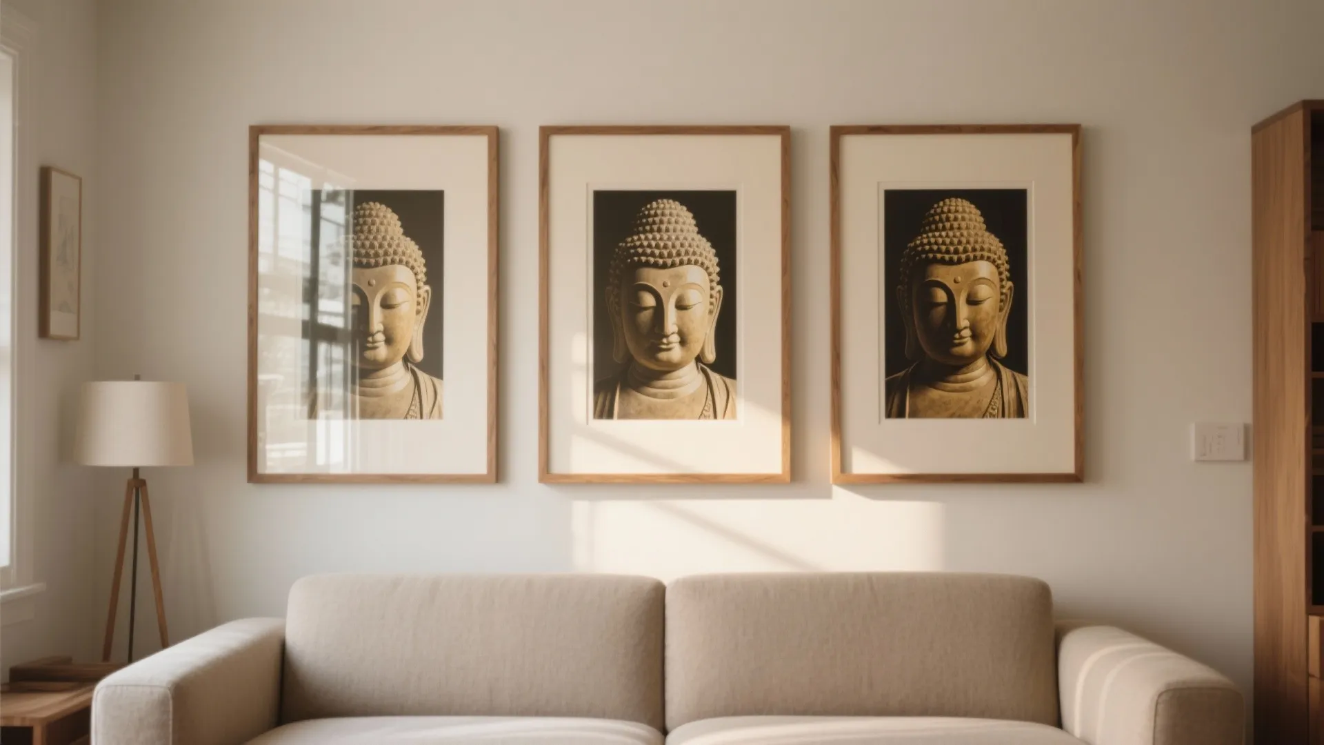 Tip 3: Framed triptych as a feature wall
