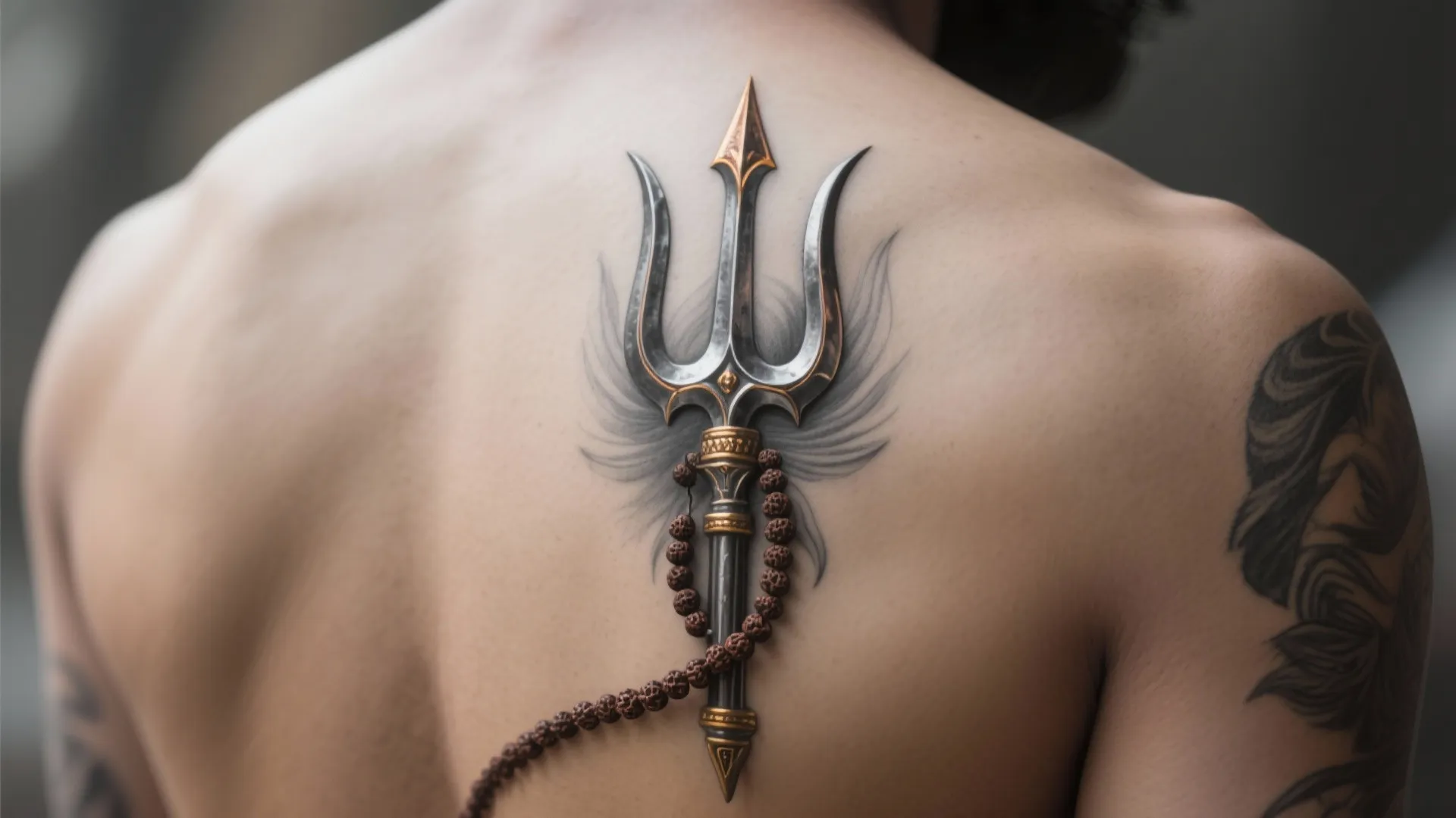 Trishul with Rudraksha Beads