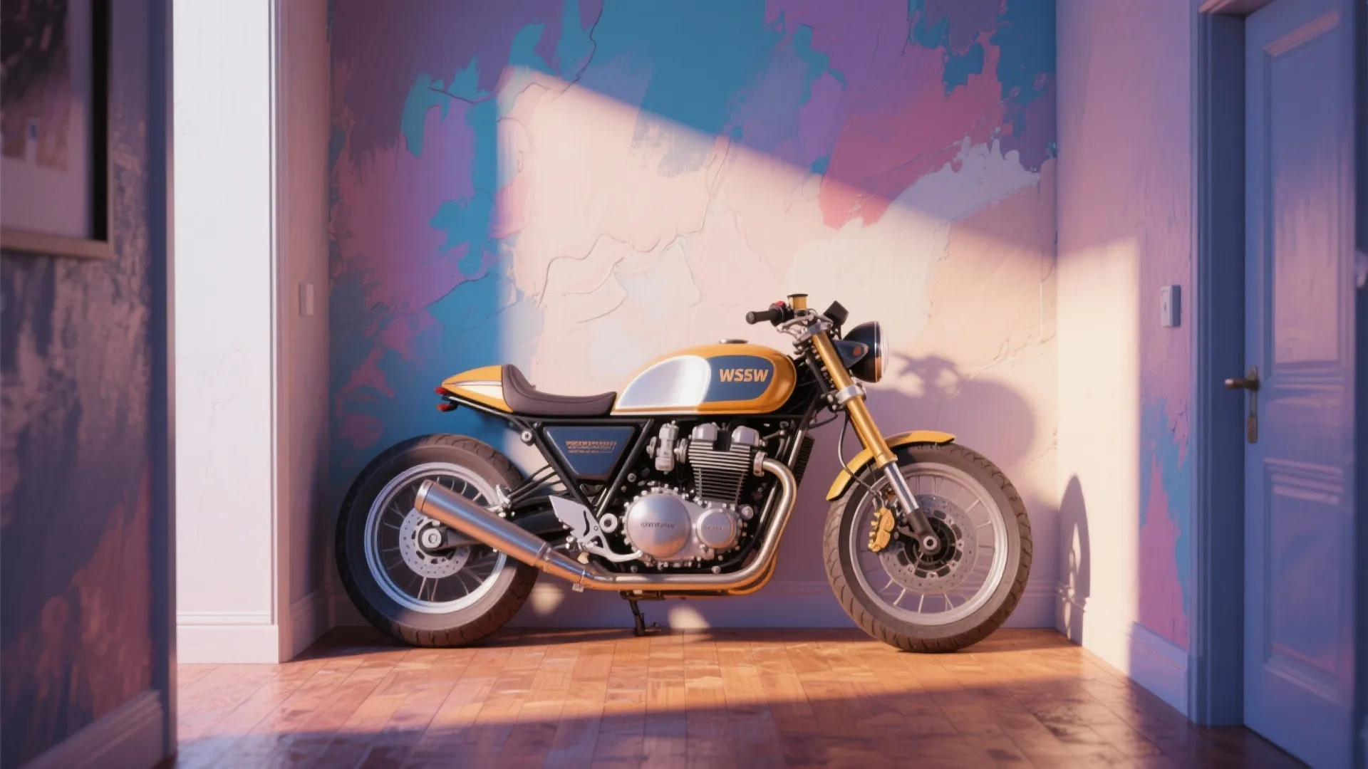 5. Trompe-l’oeil: Motorcycle Peeking from the Corner