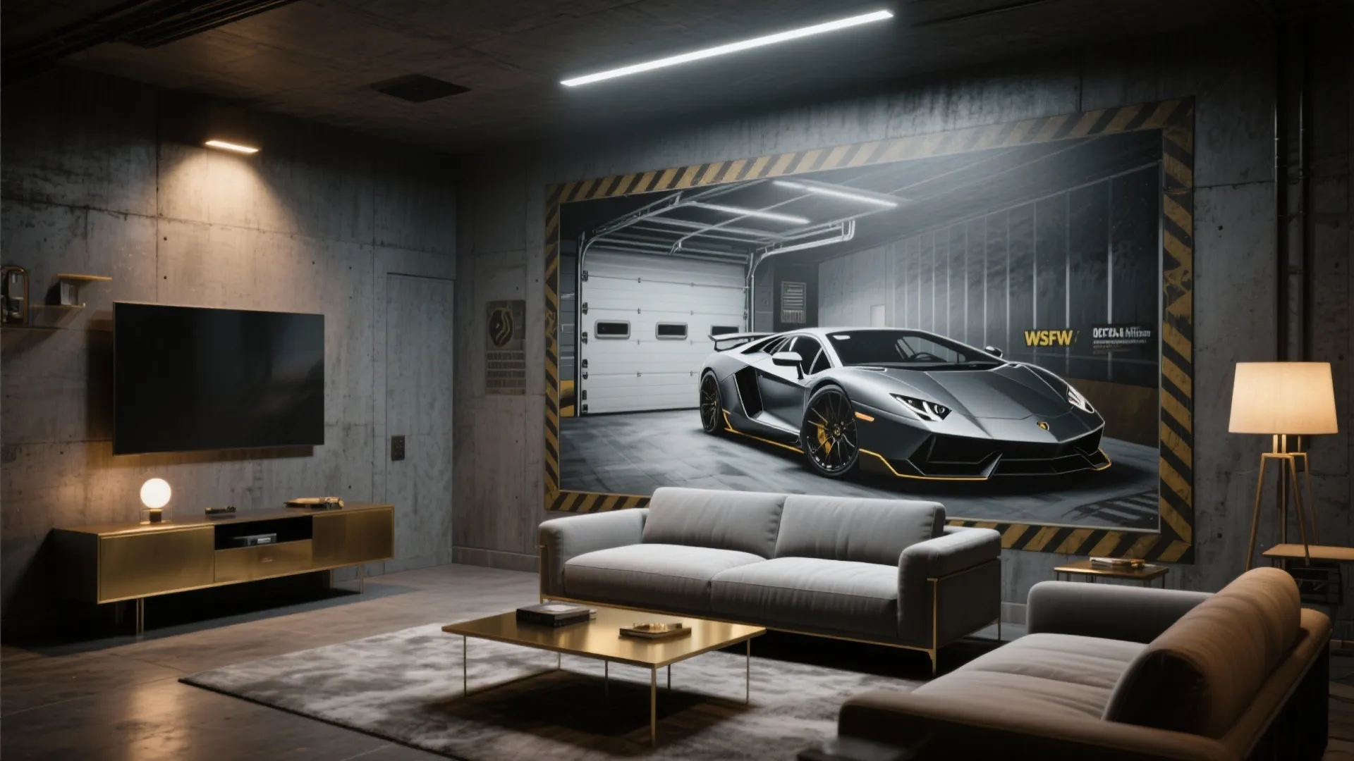 5) Immersive 3D Trompe-l’Oeil Garage Wall