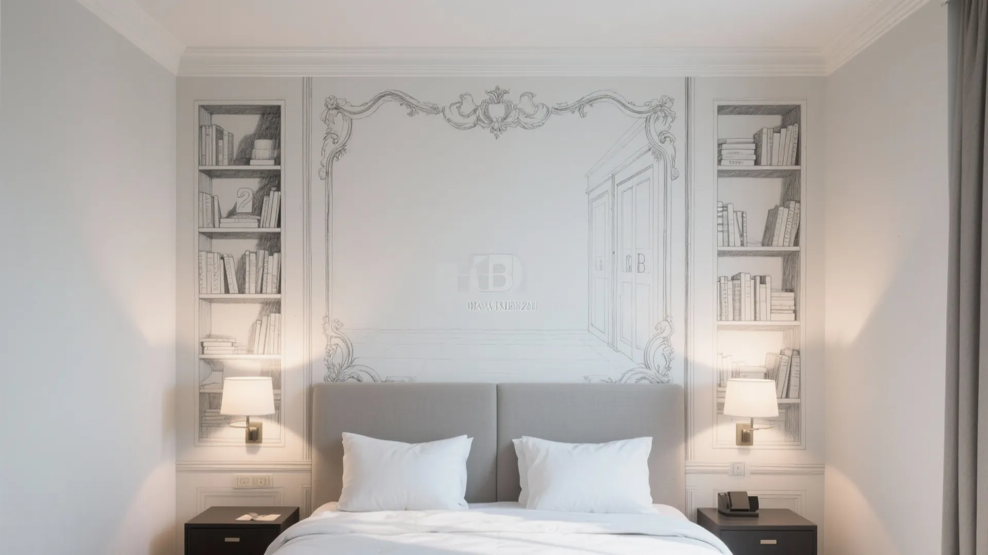 4) Trompe-l’œil essentials: faux shelves, headboards, and frames
