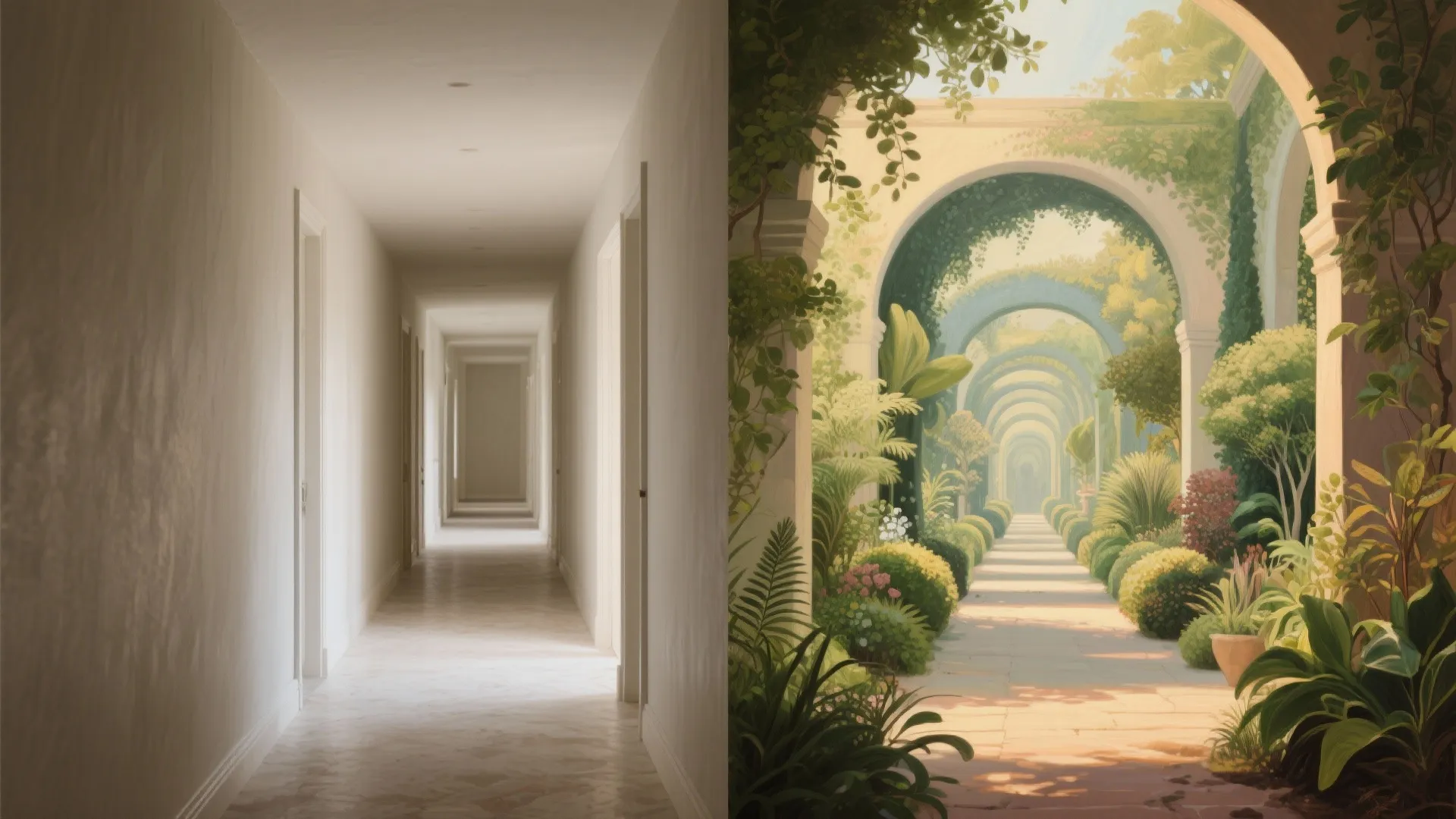 5. Trompe-l'œil Garden to Expand a Tight Room