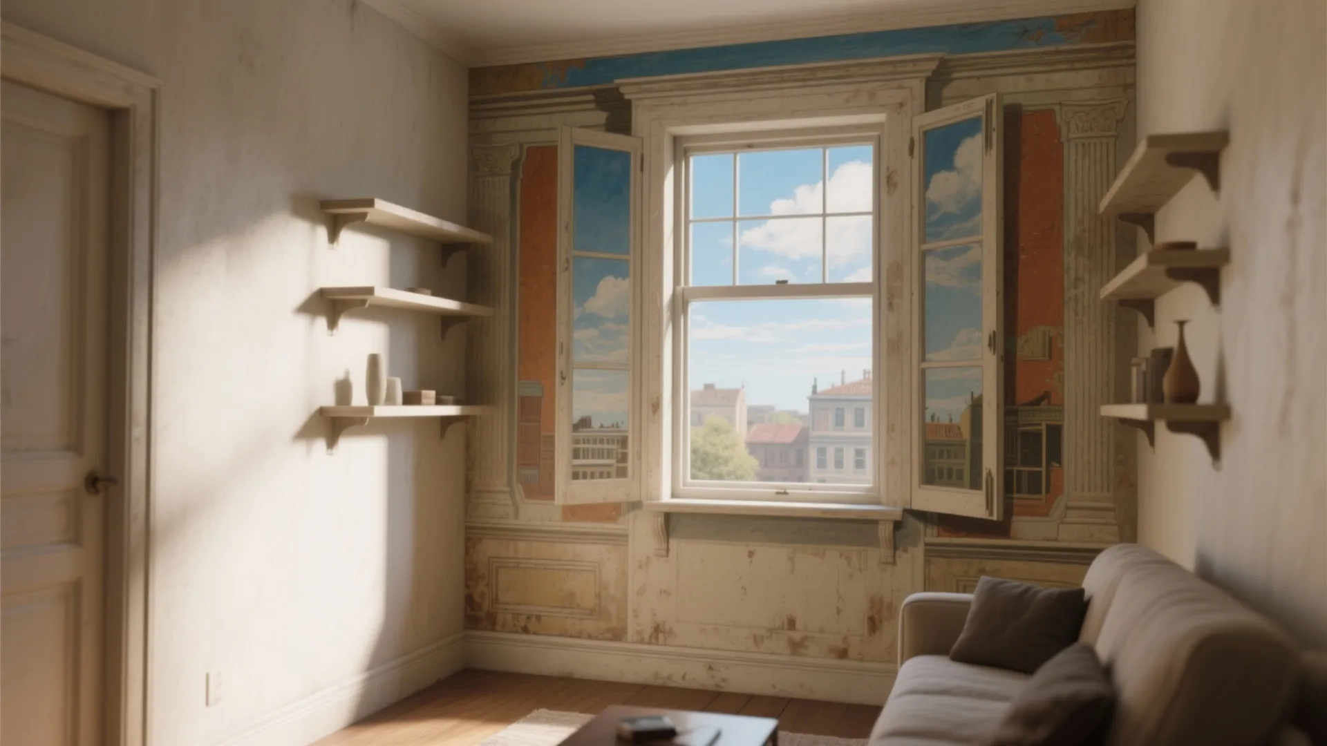 2. Trompe-l'œil for Depth: Fake Windows and Shelves