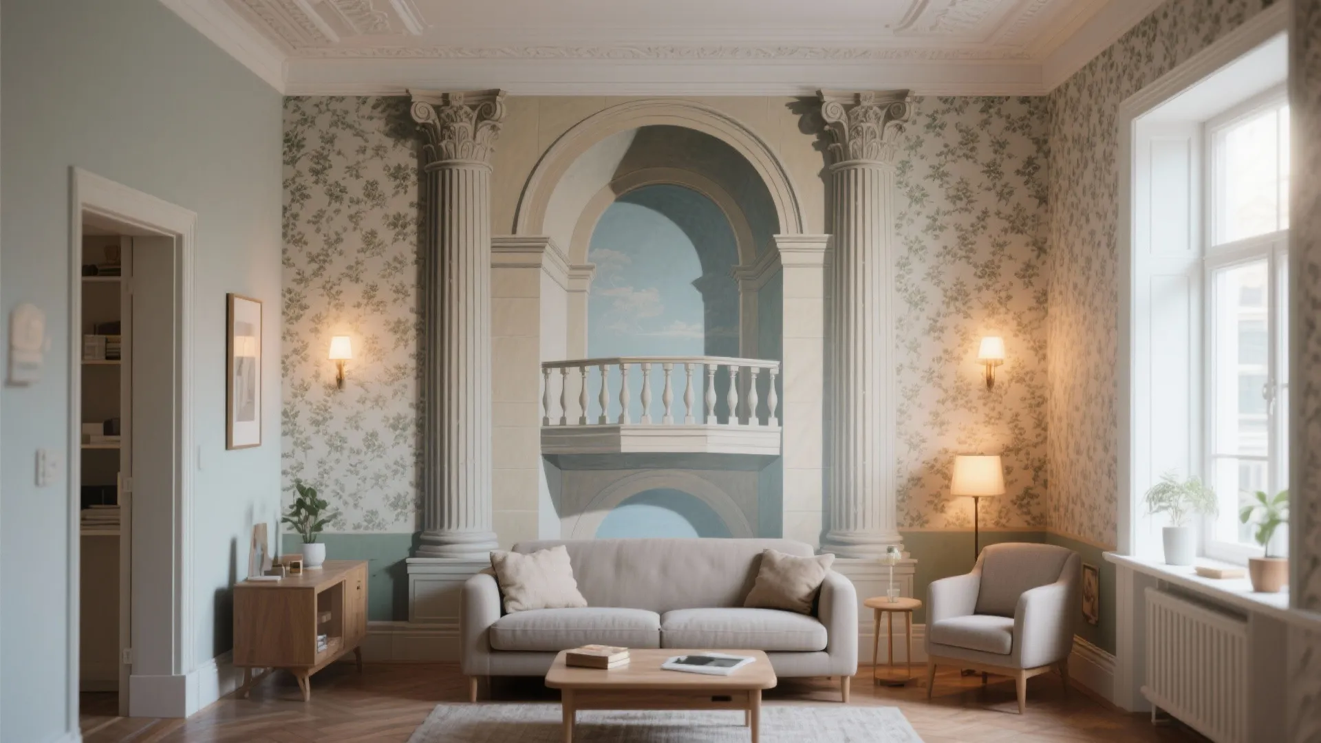 2. Architectural Trompe-l’oeil to Expand Height