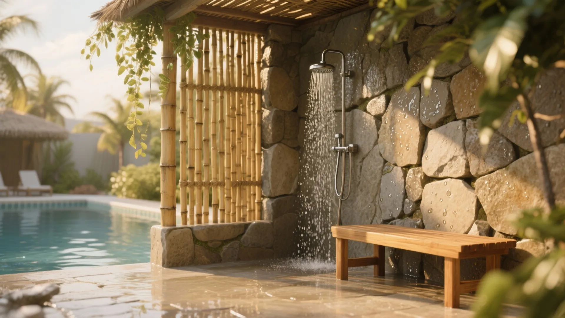 1. Tropical cabana shower