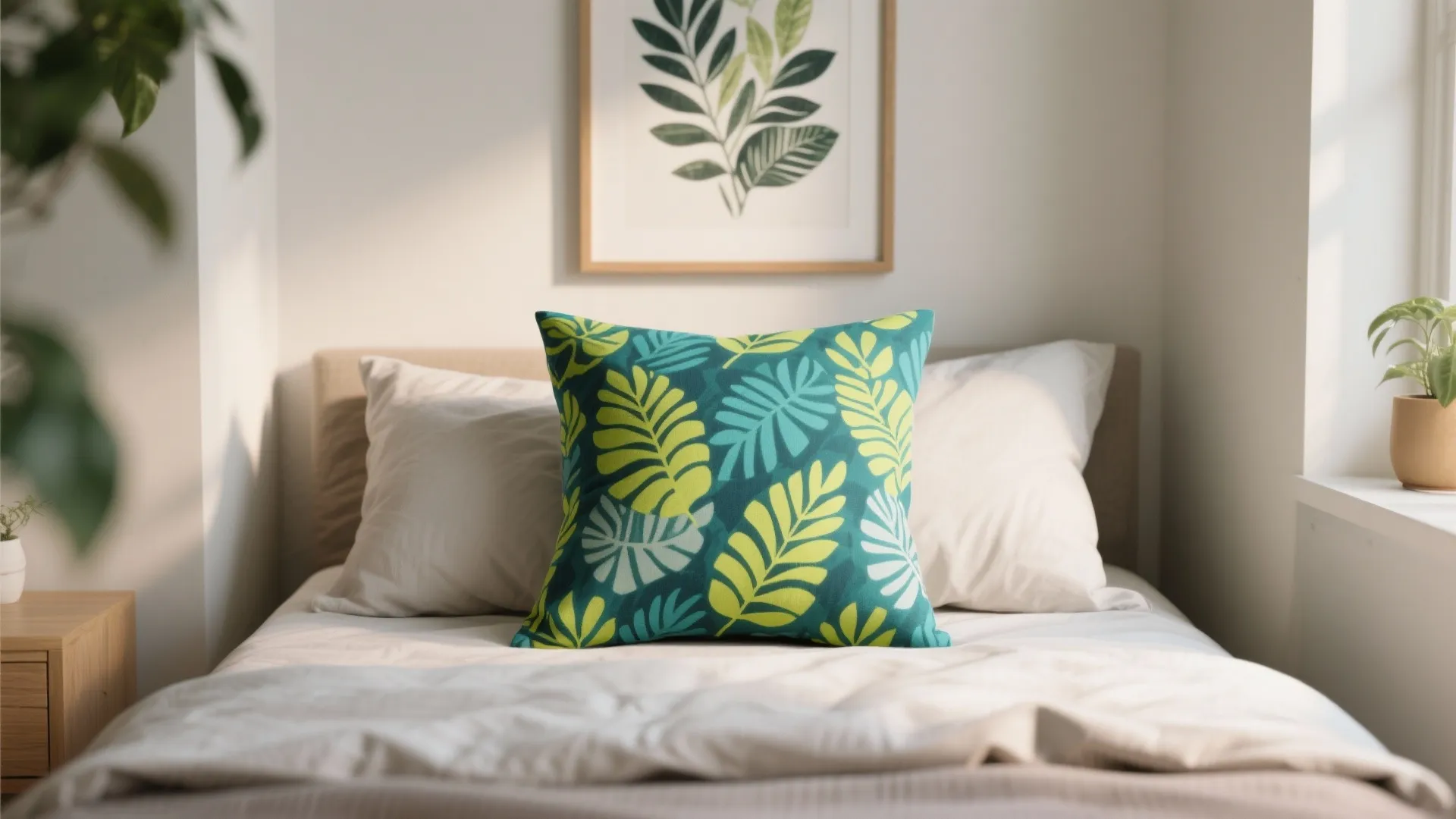 4. Tropical Accent with Chartreuse and Teal Patterns