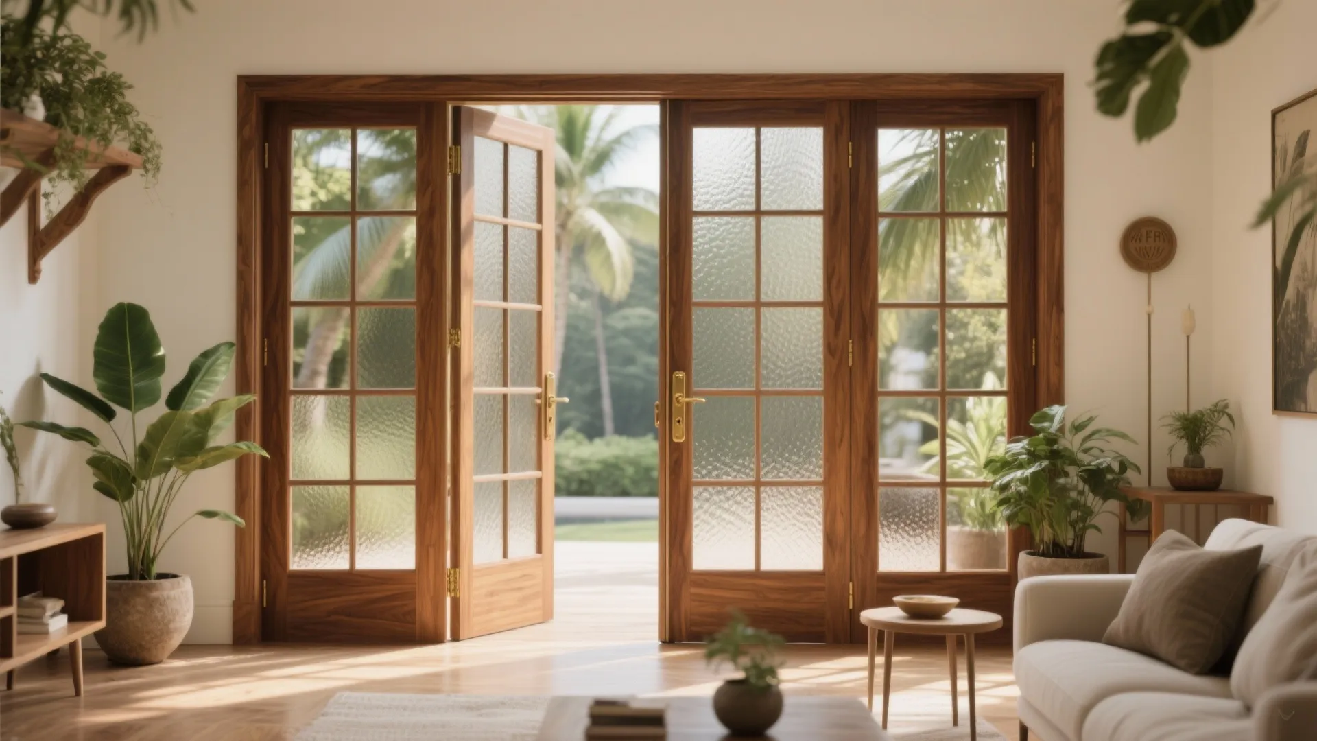 3) Classic French Doors with a Tropical Twist