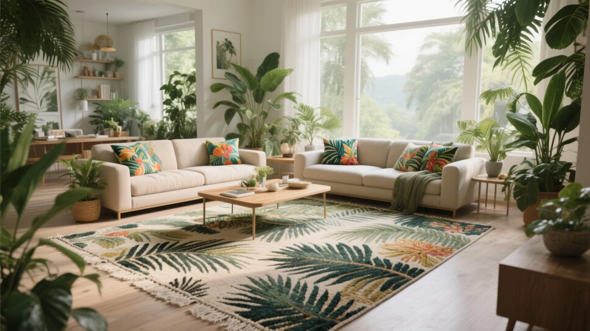 10 Tropical Ideas for a 30 x 49 Living Room Rug: How I Style Large Tropical Rugs to Transform Spacious Living Rooms