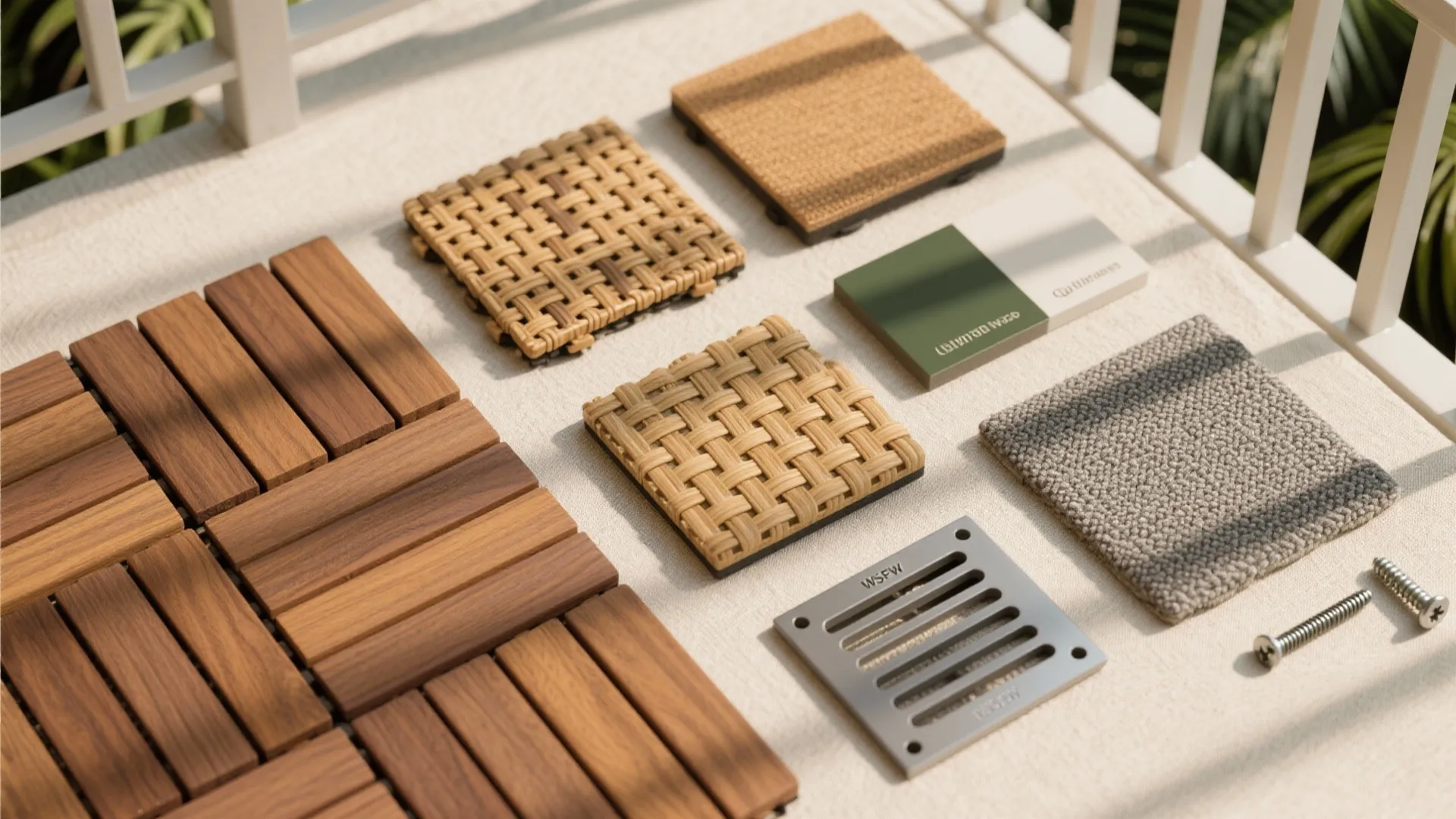 Warm tropical texture: wood, rattan, and washable fabrics