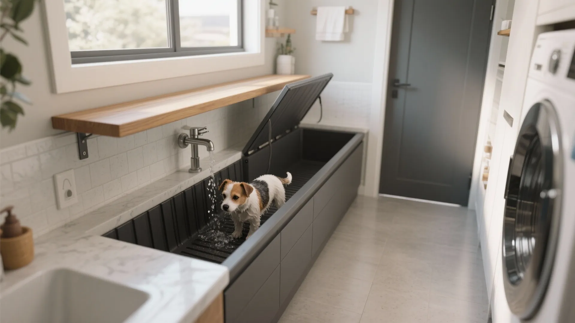 2. Use a trough that doubles as prep space