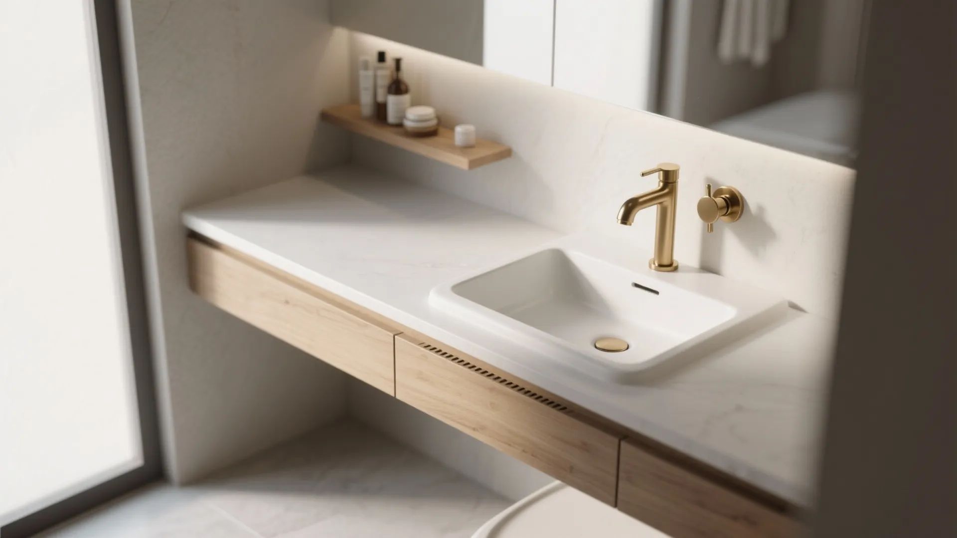 Slim Trough Sink with Wall‑Mounted Faucets