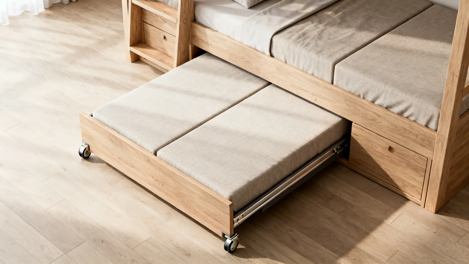 4. Built-in pull-out trundle and modular mattresses