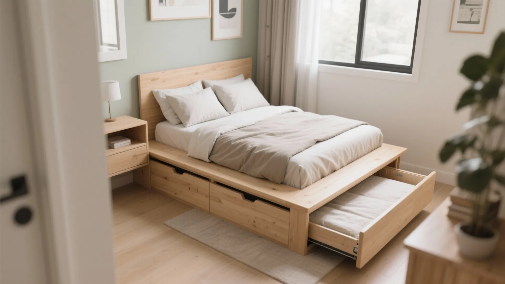 Platform Bed with Slide-out Trundle