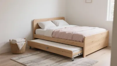 Scandinavian Bedroom with Trundle Bed – Smart & Serene Design