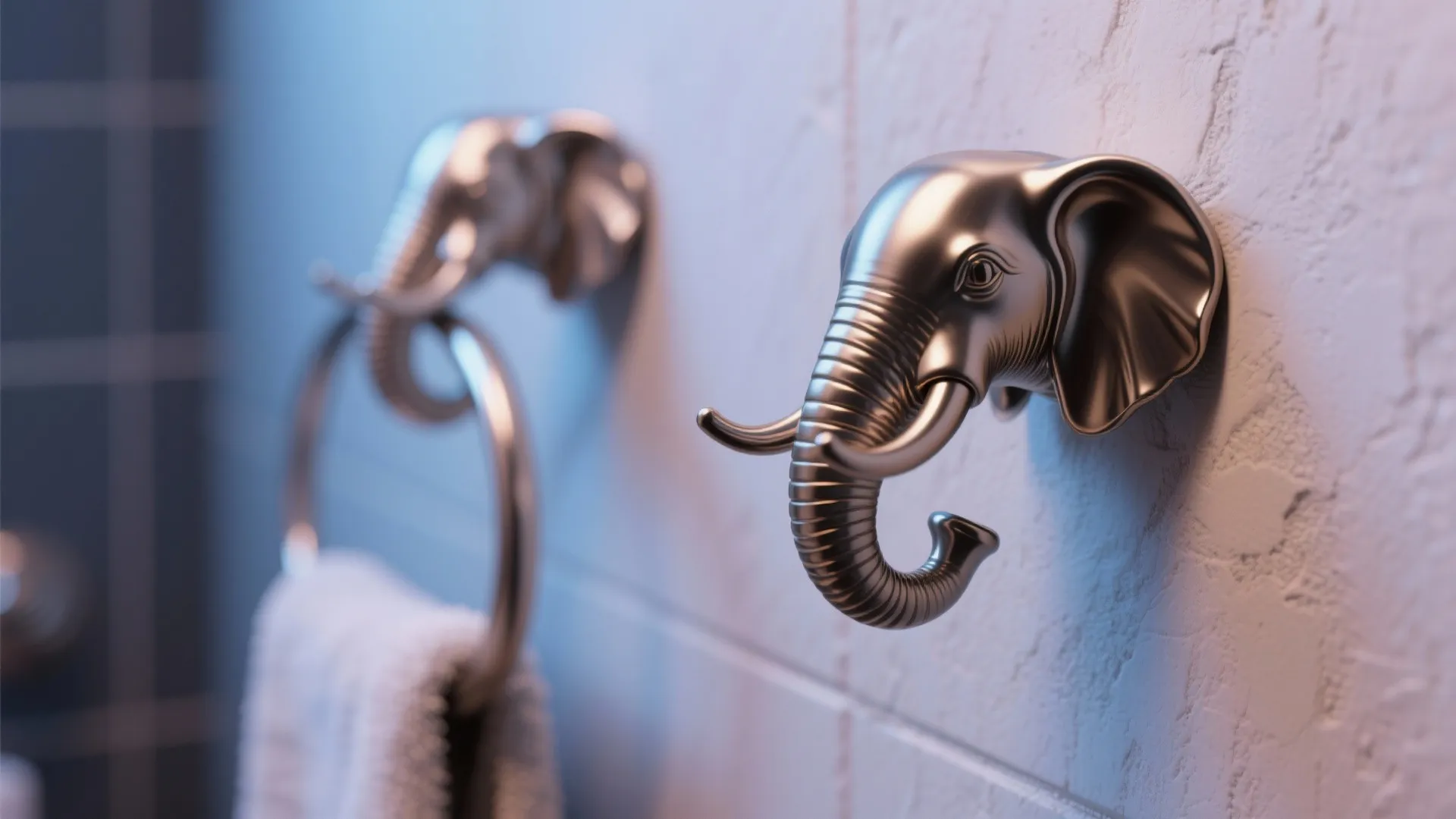 Elegant towel hooks shaped like elephant trunks