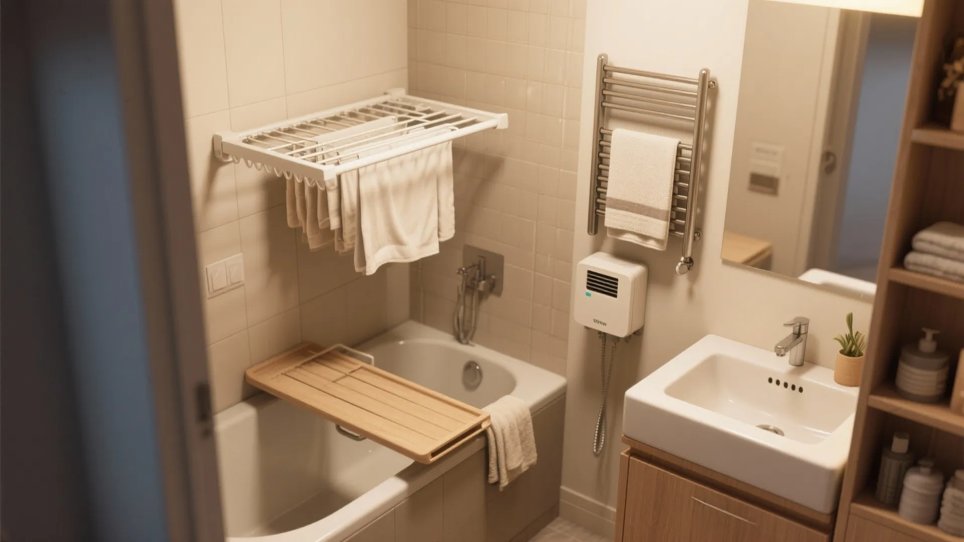 4. Multi-use fixtures: tub as drying and sink as utility