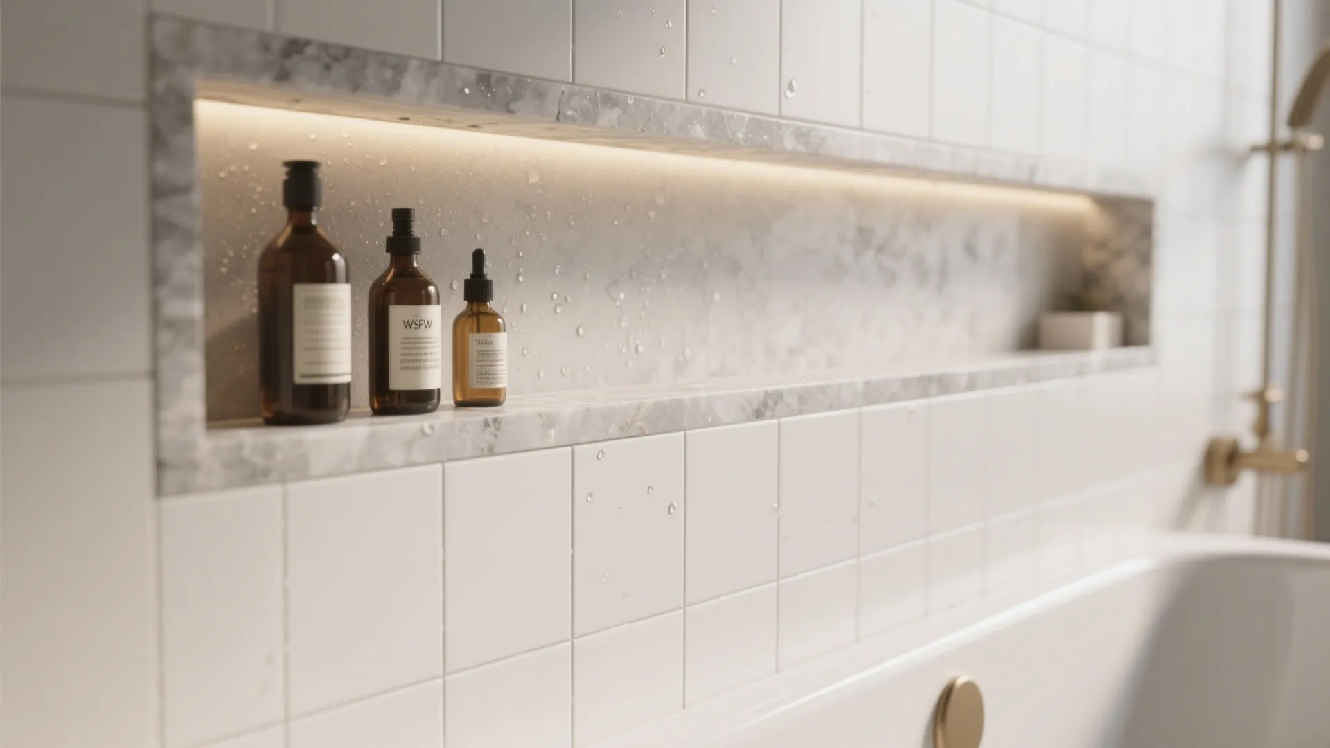 Built-In Niches and Ledges Over the Tub