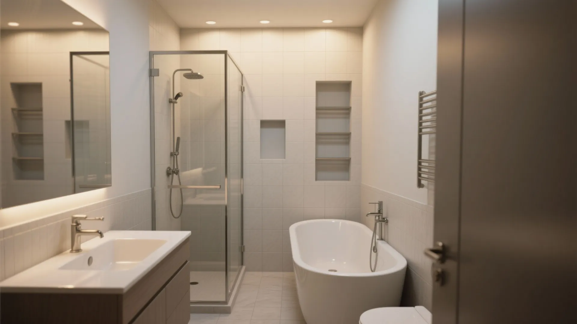 4. Tub-shower combo with glass and built-in niches