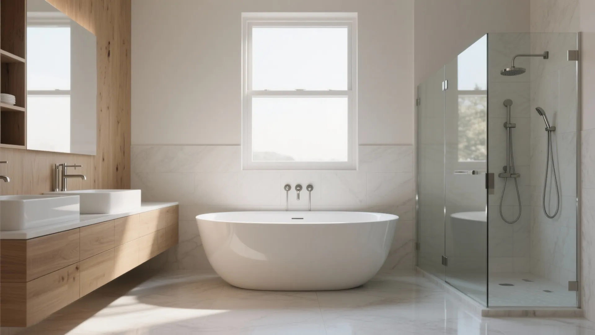 Freestanding tub paired with a walk-in shower