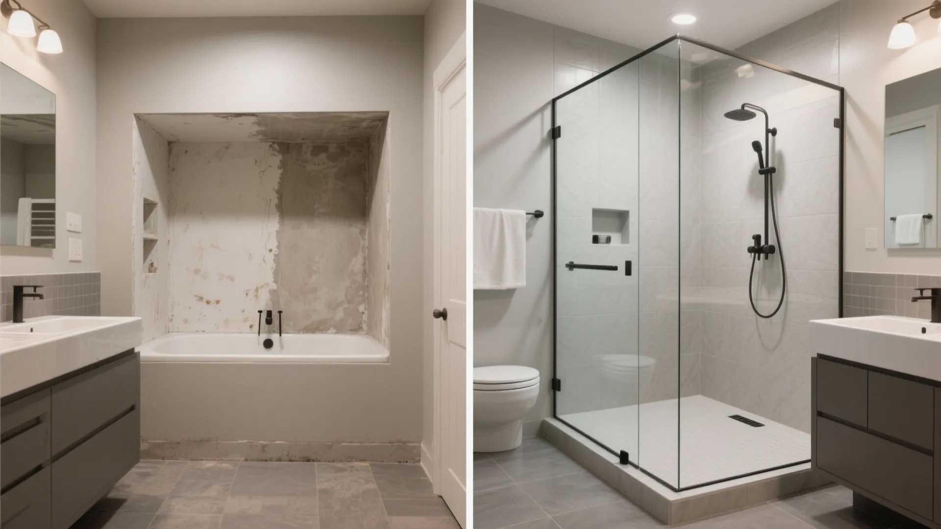 Walk-In Shower with Continuous Floor Tile