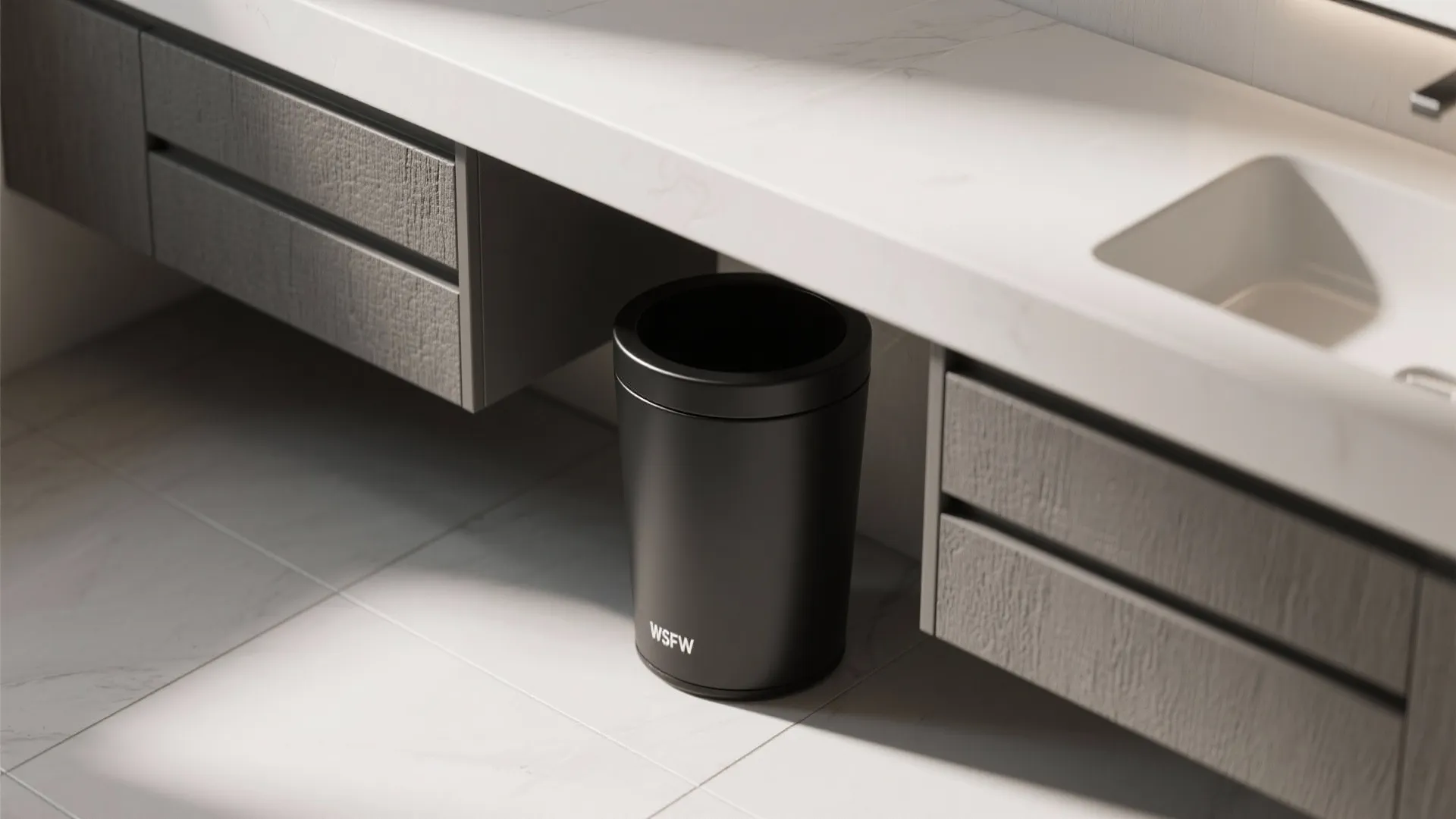 1. Tuck it under the floating vanity