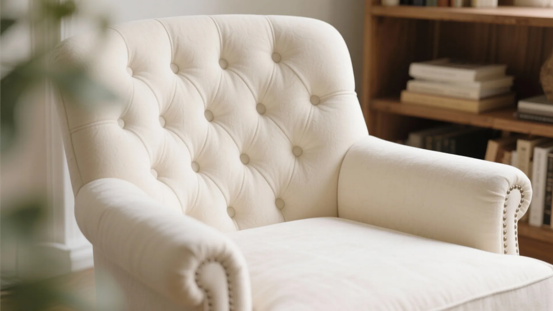 3. Tufted Cream Accent Chairs