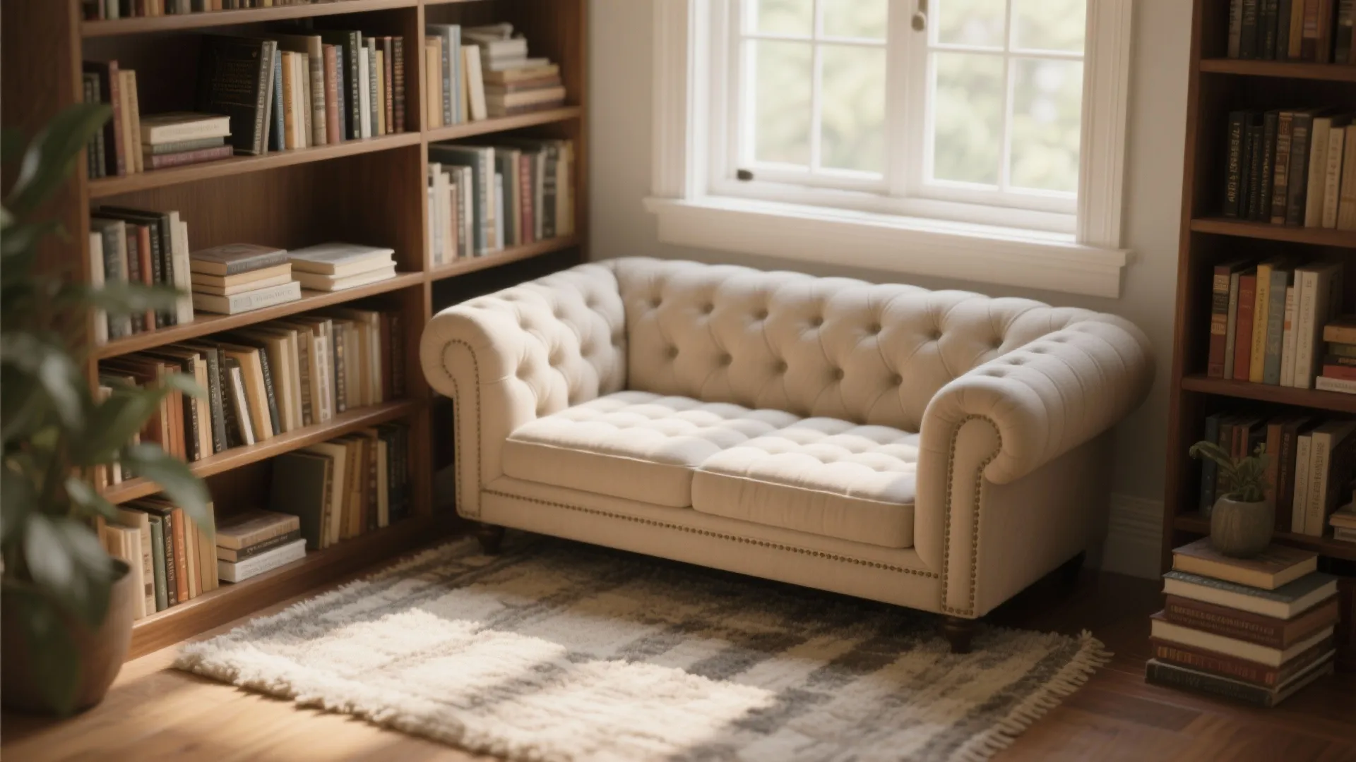 Tufted Loveseat for Tight Corners
