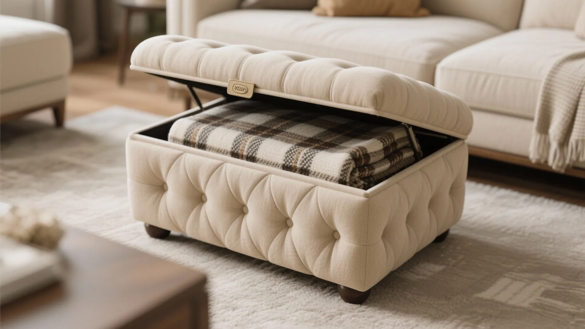 Tufted Ottoman with Hidden Storage