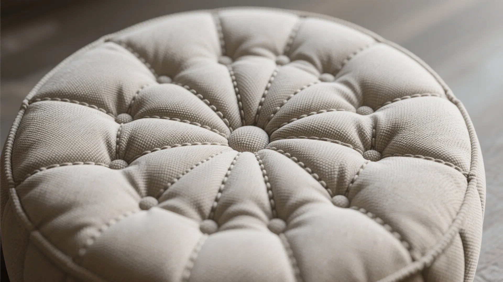 3) Round Tufted Ottomans to Soften Edges