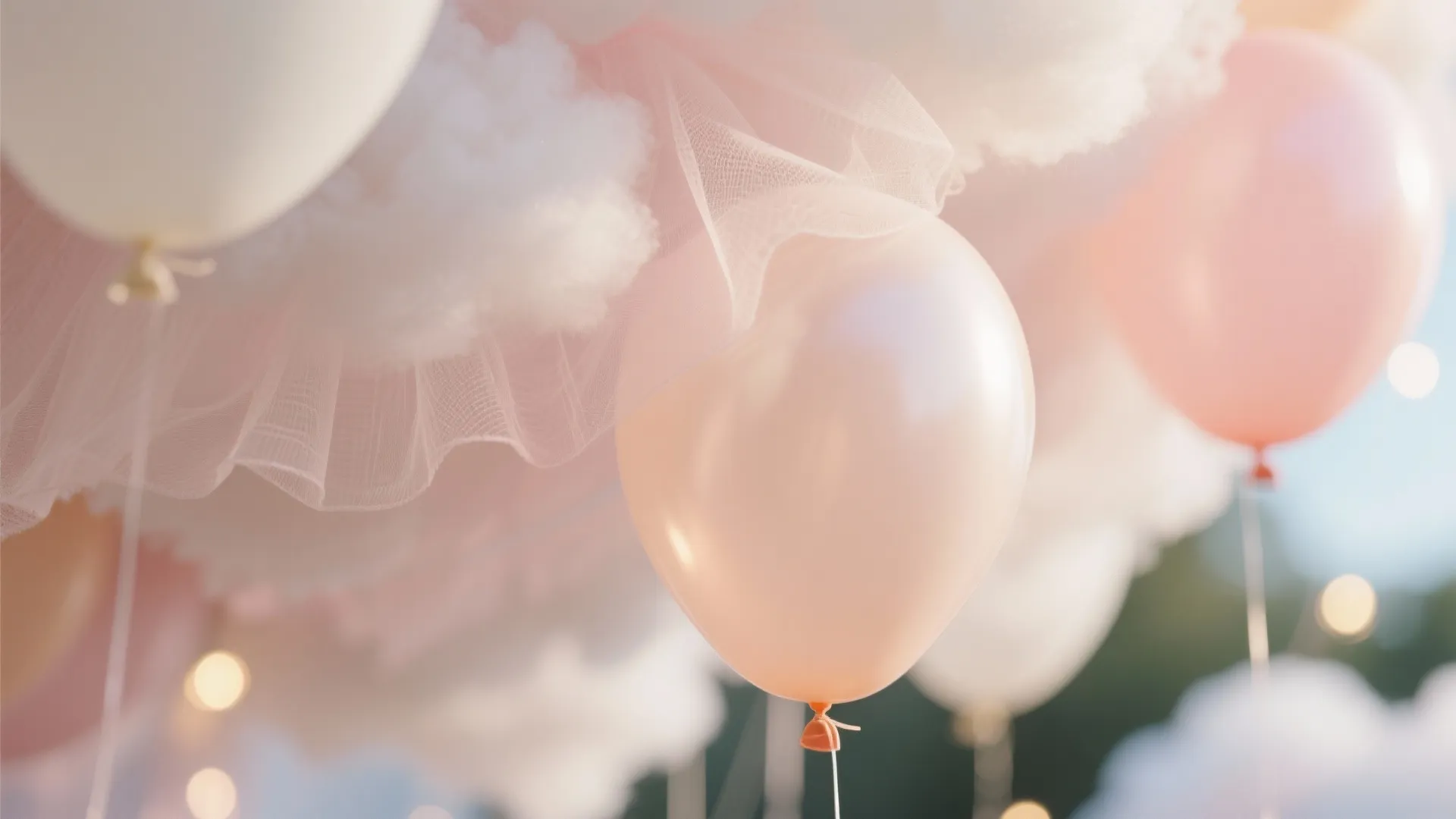 Pastel Balloon Garland + Fabric Cloud Ceiling