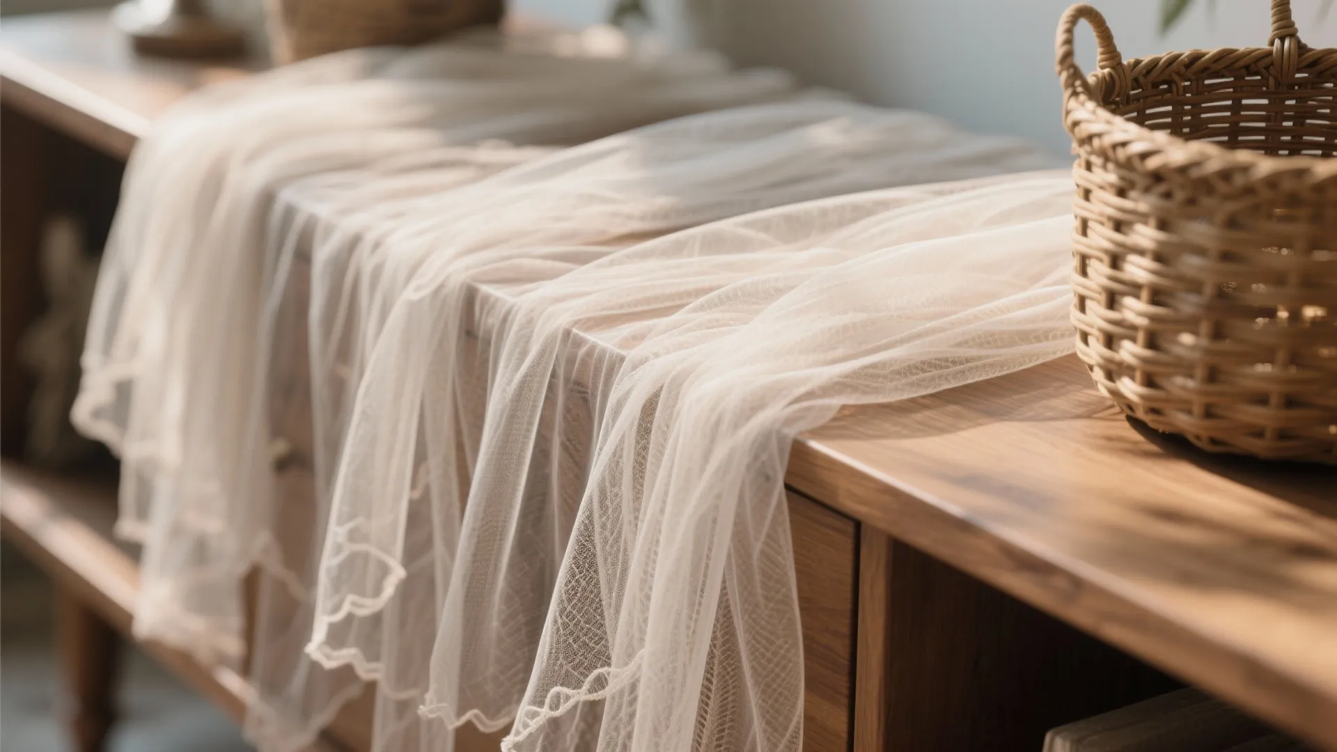 Warm Wood & Tulle Layers