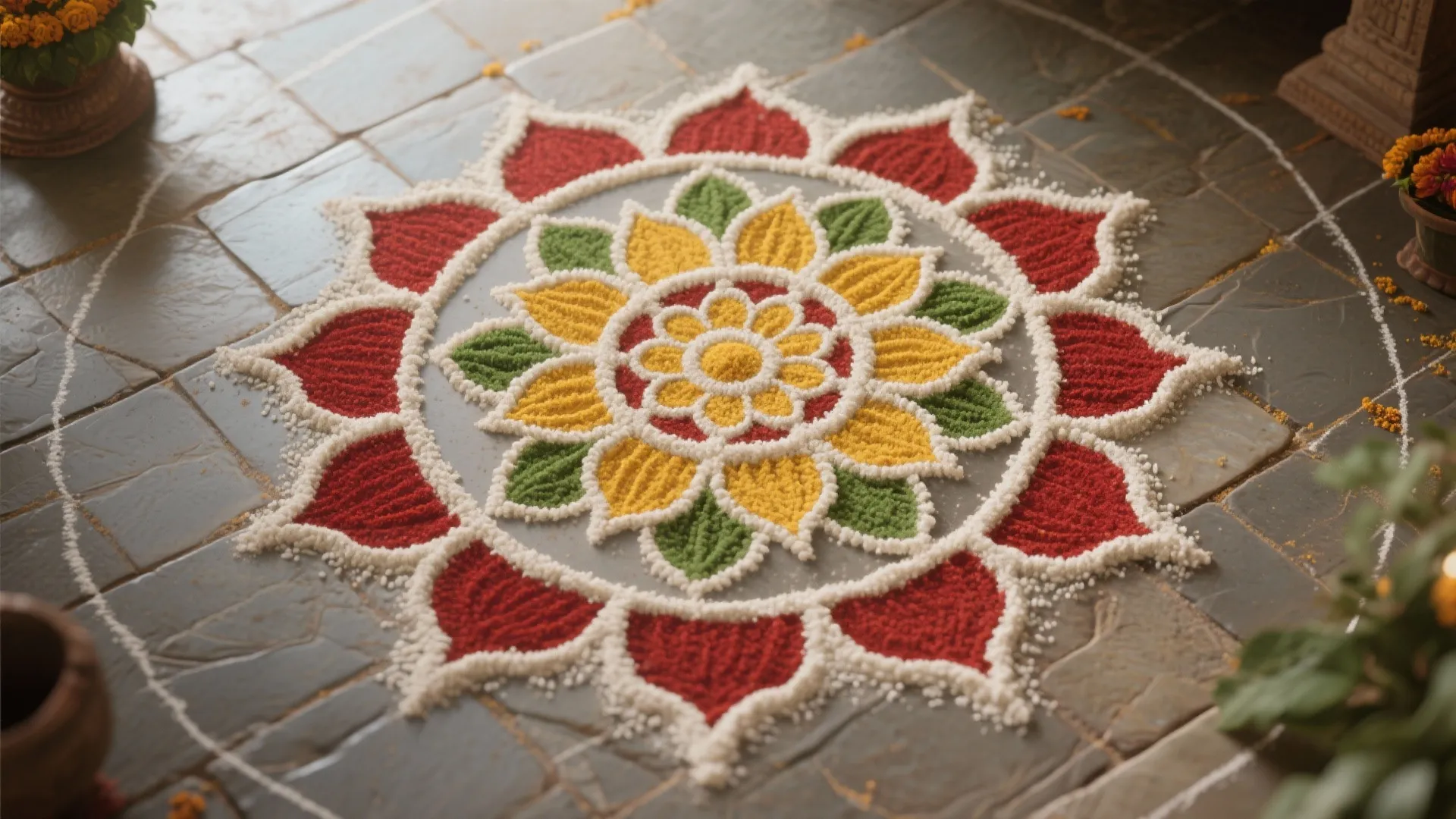 Floral Mandala Around the Tulsi Vrindavan