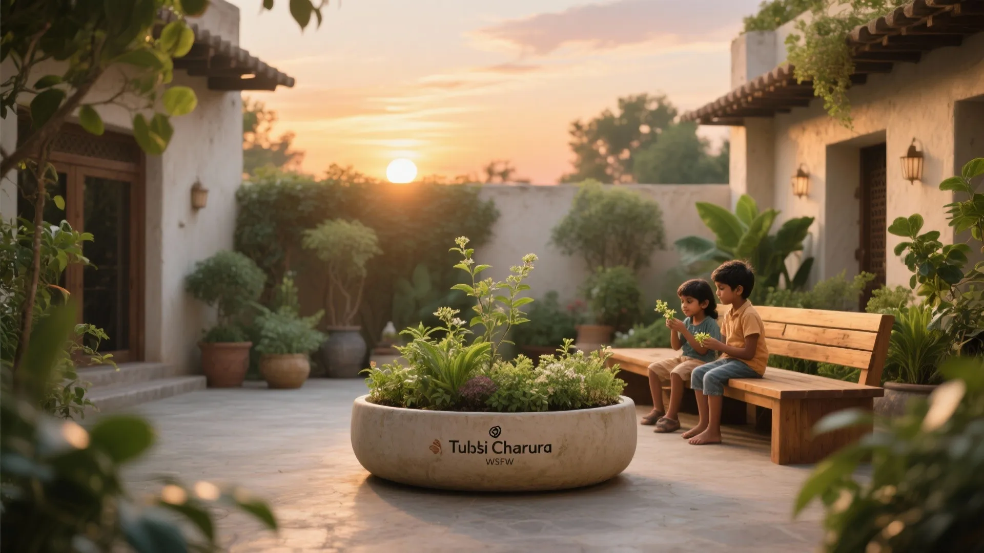 3. Integrated Planter Bench