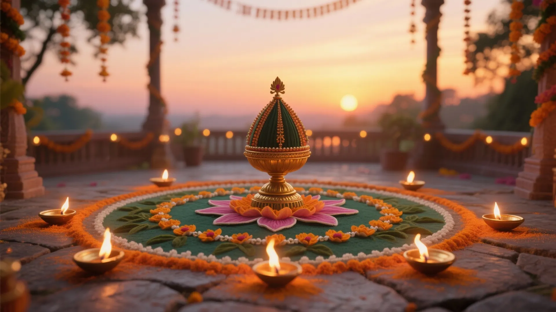 Tulsi Vivah Special: Symbols, Diyas, and Evening Glow