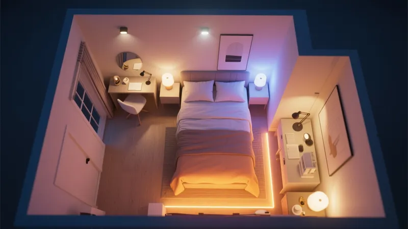 Modern Cozy Bedroom with Ambient Lighting