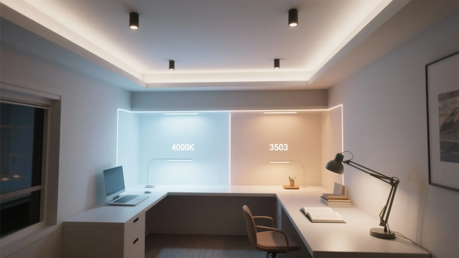 Tunable white and smart dimming for focus, breaks, and late nights