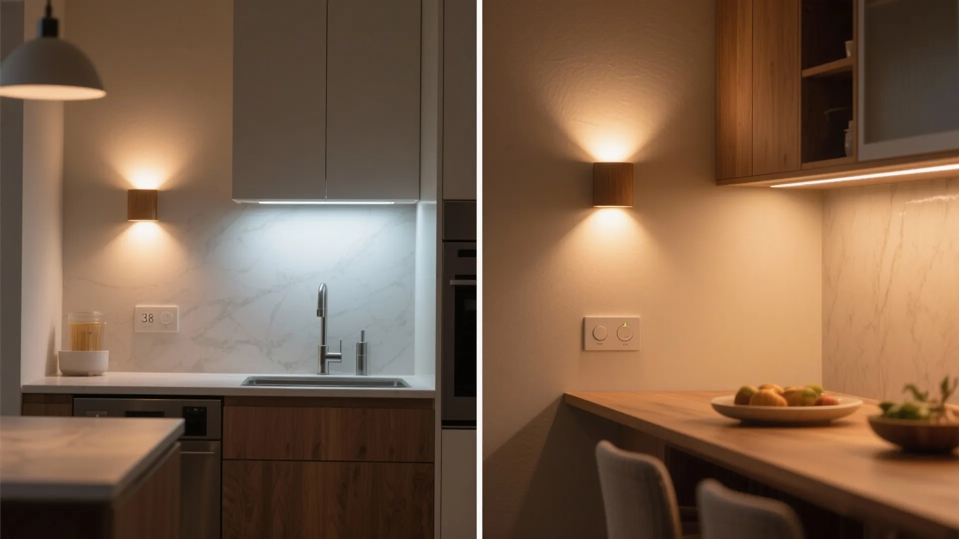 Warm materials and tunable white for mood shifts